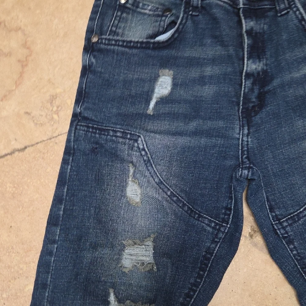 Kids  Distressed Dark Blue Denim Shorts Size 12